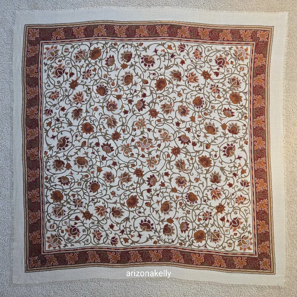 NWOT Metropolitan Museum of Art Wool & Silk Square Scarf Autumn Fall Colors NYC